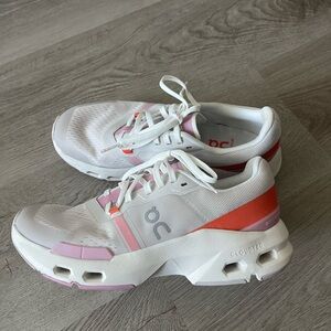 On Running Women's White and Coral Athletic Shoes